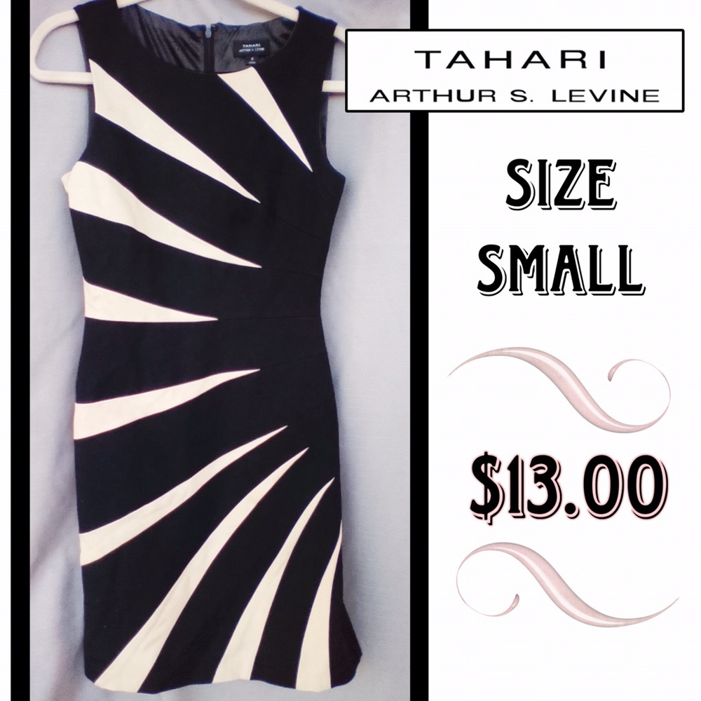 Tahari Black and Cream Mini Dress